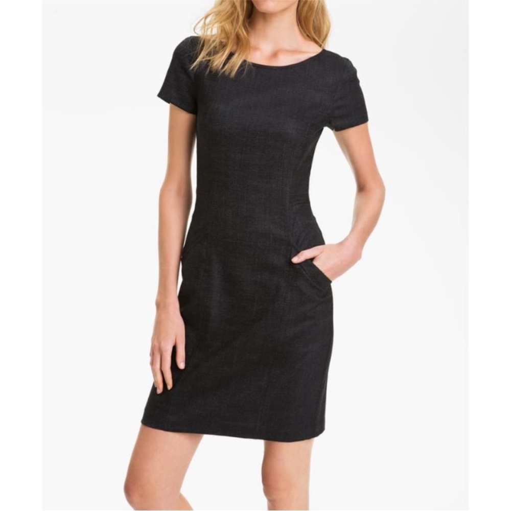 NWT THEORY Nuriana Dress Short Sleeves Sheath Dress Wool Stretch US 2